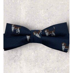 NEW NO CODE Microfiber Silk Bow Tie Navy Dog W:1.8"